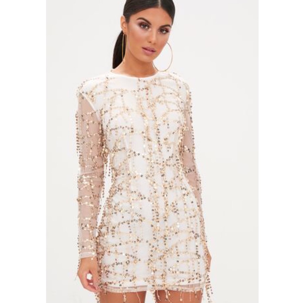 Freyana Sequin Detail Long Sleeve Bodycon Dress